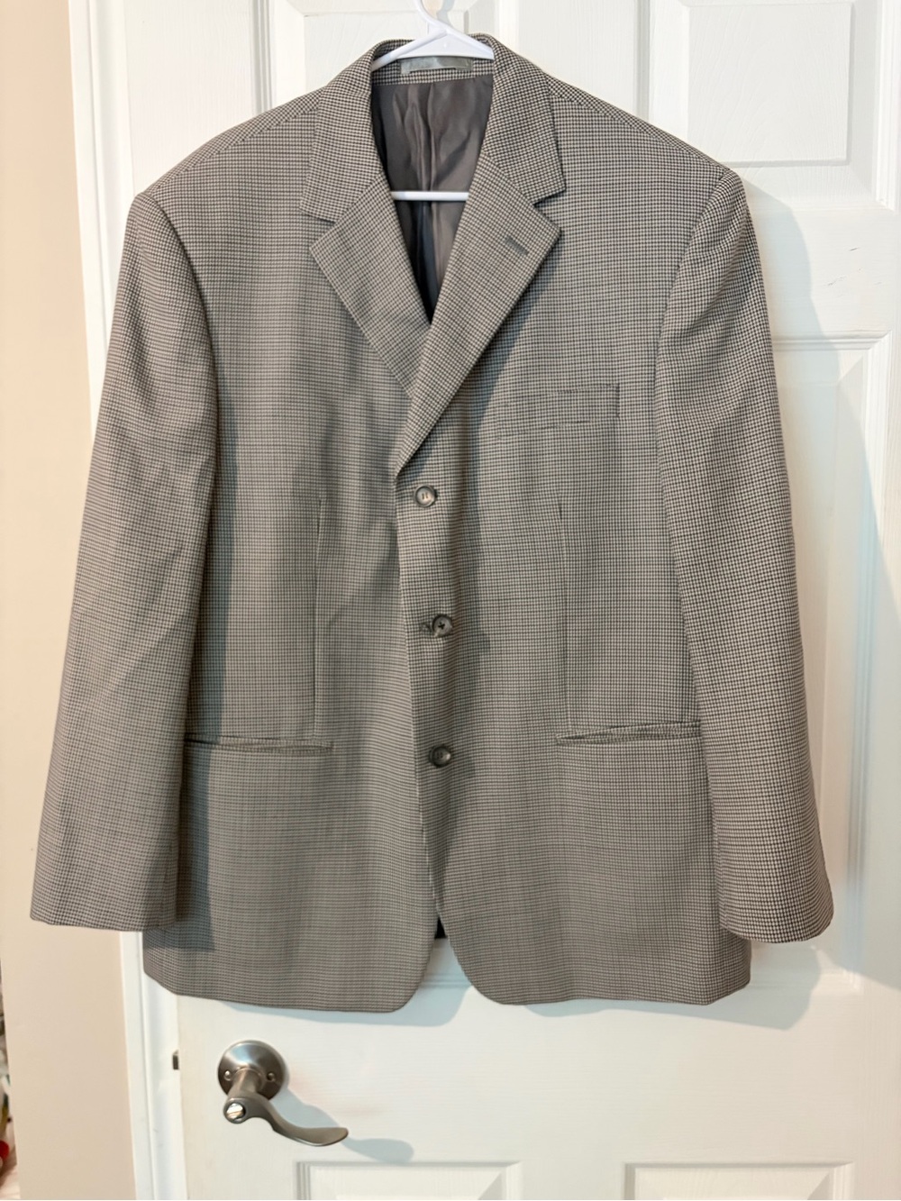 Ryan Seacrest Distinction Wooltouch Houndstooth Sport Coat Gray Short Like New
